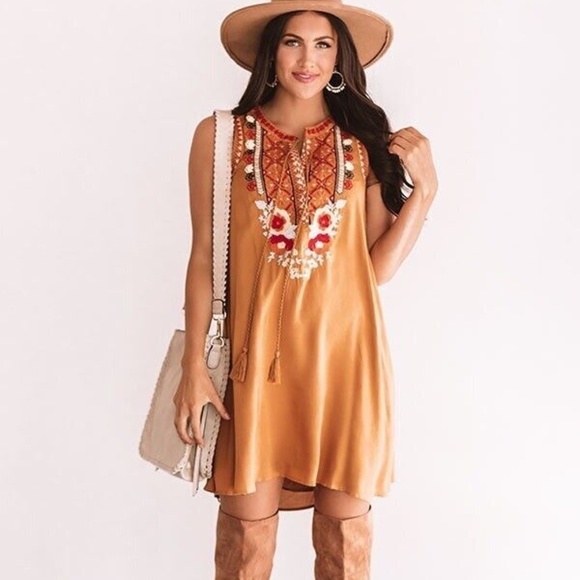 Andree By Unit Dress Women Size S Embroidered Sleeveless Boho dress - Picture 1 of 8